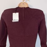 ZARA  knit mini long sleeve dress dark burgundy small Photo 4