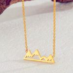 Boutique NEW Yellow Gold Plated Snowy Mountain Bar Pendant Necklace,‎ 16-18” Photo 7
