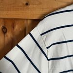 Denim & Flower NWT  Woman's Cream and Blue Striped Crew Neck Long Sleeve Shirt XL Photo 2