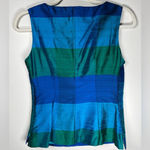 Talbots Sleeveless Blouse 100% Silk Jewel Toned Striped Women’s Size 2P (Petite) Photo 2