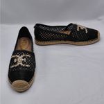 Sam Edelman  Womens Espadrille Flats Size 9 Black Raffia Mesh Logo Slip On Shoes Photo 3