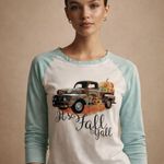 EXPRESS It’s Fall Ya’ll Raglan Tee (Etsy Find) Pumpkin Patch Shirt Autumn Graphic SZ: S Photo 0