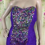 Alyce Paris  Purple Strapless Beaded Prom Dress Size 8 Photo 2