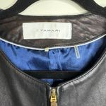 T Tahari Black Leather Collarless Zip Front Jacket Women's Size L Photo 3