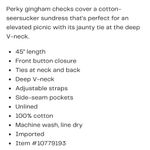 Free People NEW  Via Gingham Cotton Seersucker Sundress Brown Photo 14