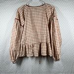Petal and Pup Brown White Gingham Check Tie Waist Ruffle Sleeve Top Photo 6