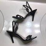 Calvin Klein Women’s Amber Black Silver Metallic Strappy Rope Stiletto Heels Photo 5