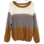 Newbury Kustom Chunky Oversized Sweater Knit Neutral Colorblock Granola Girl Photo 6