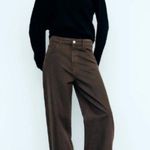 ZARA NWT RELAXED OVERSIZE TAPERED ANIMAL PRINT HIGH-WAIST TRF JEANS Photo 0