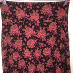LuLaRoe  Skirt Azure Pink & Orange Floral Roses on Black Sz L BNWT Yoga Waistband Photo 2