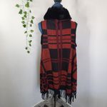 Northern Angel Black Red Vest Cape with Faux Fur and Fringe NWT Size undefined Photo 7