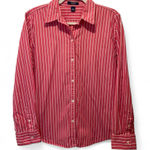 CHAPS Pink and White Striped Women’s Shirt Size L Photo 0
