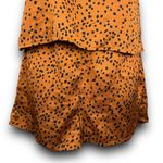 Crescent Silky Satin Pajama Cami Tank Shorts Set Loungewear Orange Black Small Photo 2