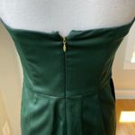 EXPRESS  Forest Green Satin Strapless Pleated Mini Dress Size 4 Photo 9