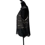 Fire Los Angeles Black Floral Lace Top High Neck Womens L Romantic Layered Photo 4
