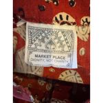 Market Place Dress Women Medium Red Batik‎ Cotton Abstract Embroidered Midi Boho Photo 8