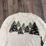 Vintage Christmas Tree Holiday beaded hand knitted sweater White Size M Photo 5