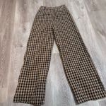 Nasty Gal  Plaid Flare Leg Pants Black Brown Tan Trouser 6 High Rise Fall Autumn Photo 2