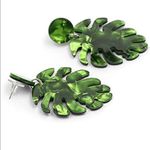 ✨Bohemian Tree Leaves Print Acrylic Drop Earrings✨ Green Photo 3