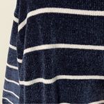 Luv Lane  Striped Chenille Knit Sweater Dark Blue White Crewneck S Photo 7