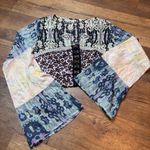 Free People  Top Blue Pink Walk this Way Corset Cropped Blouse Womens Medium boho Photo 0