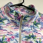 Stella Parker Pink Top Large Long Sleeve 1/4 Zip Floral UPF Golf Hiking Stretch Blue Photo 7