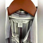 Casual Corner Stretch Ruffled Button Up Longsleeve Shirt size M. Purple Size M Photo 4