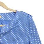 L.L.Bean  Women's Sz XS 1/4 Button Up Top Blue White Polka Dot Shirt 100% Cotton Photo 3