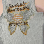 Vintage Harley Davidson y2k Graphic Butterfly Sequins 2000s TankTop Women Medium Blue Photo 4