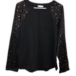 Umgee  USA Star Glitter Raglan Sleeve Sweatshirt Gold‎ Black Small Photo 0