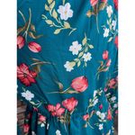 Handmade shirt dress kitten bow floral teal green white peach bespoke Photo 9