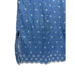 Vintage Solutions Original Blue Denim Floral Embroidered Overall Midi Dress Sz L Photo 2