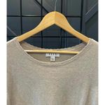 Elle Womens Sweater Sz XL Light Grey Beige Scallop Neckline Lace Cottagecore Photo 2