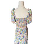 ASTR  The Label -Gaia Dress Purple Gen Multi Floral Smocked Puff Sleeve Midi Sz M Photo 5