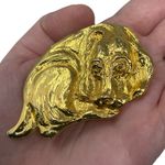 Vintage Signed 1973 Mimi Di N Belt Buckle Oversized Goldtone Hound Dog RARE FIND Gold Photo 2