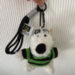 NEW Cute Westie Dog Plush Keychain 3x5 in –‎ Fluffy Bag Charm with Green Sweater Photo 4