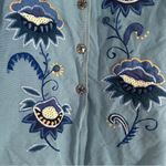 Indigo Moon Powder Blue Embroidered Floral Jacket Casual Vintage Unique Large Photo 2