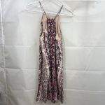 Lavender Brown women's pink geometric print high neck zip‎ lined mini dress S Photo 6
