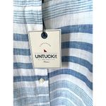 UNTUCKit Linen Cotton Striped Button Down Blouse Blue White Size 14 NEW Photo 5