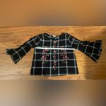 Loft - Flannel Print Long Sleeve Top With Flower Detailing Size L Photo 4