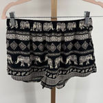 Forever 21 Pull on Shorts Womens Black Elephant Print Casual Lounge Size Medium Photo 0