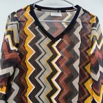 Missoni x Target Multicolor Chevron Earthy Sheer‎ Long Sleeve V Neck Top Sz S Brown Photo 1