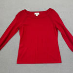 ANN TAYLOR LOFT Petites Knit Top Blouse Womens SP Red Long Sleeve Boat Neck Size undefined Photo 0