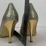 Nine West Golden Silver Glitter Heels Size 8 Photo 5