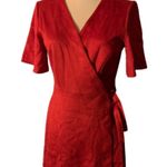 ZARA Red  Faux Suede Wrap Mini Dress Photo 0