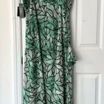 Lulus Lulu’s Green Black White Vacation Mood Leaf Print Ruffle High Slit Maxi Dress XL Photo 11