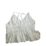 Shinestar White Rayon Gauze Shirred Peplum Tank Top Large Adjustable Straps Photo 3