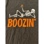 Bella Canvas  Boozin' Skeleton Halloween Long Sleeve T-Shirt Gray Fun Adult Photo 2