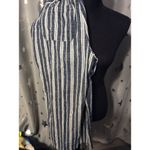 Old Navy Blue White Striped Wide Legged Linen blend pants Size Medium Photo 2