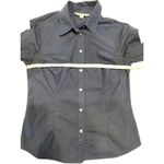 BODEN Women's Button Down Shirt UK 10 US 6 Navy Blue Long Sleeve Stretch Cotton Photo 8
